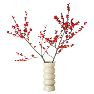 陶瓷花瓶高级感复古黑白色中古水培干花银柳冬青民宿装饰插花摆件