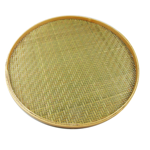 竹编有孔圆簸箕米筛子筛网茶叶细孔手工家用竹匾晾晒托盘竹筐青皮