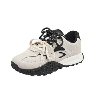 奥古狮登老爹鞋女款2026新款春冬季厚底轻便加绒皮面运动阿甘鞋子