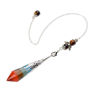 灵摆吊坠天然黄粉白紫水晶黑曜石萤石灰月光套装男女项链复古情侣