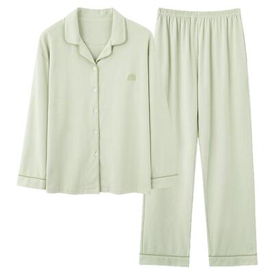 睡衣春秋款女2026新款带胸垫纯棉长袖开衫大码少女秋季家居服套装