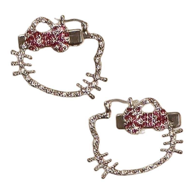 甜美水钻kt猫咪发夹可爱发卡侧边夹发饰侧边边夹发卡新