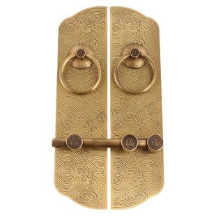 新中式简约大门加厚纯铜拉手门环门栓老式复古木门把手插销门锁