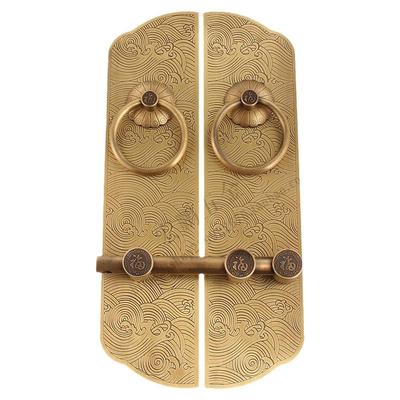 新中式简约大门加厚纯铜拉手门环门栓老式复古木门把手插销门锁