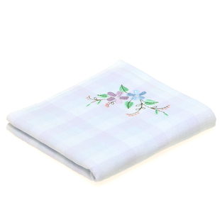 棉田香草薇蓝儿童方巾 樱花刺绣蕾丝边女士小毛巾 柔软吸水洗脸巾