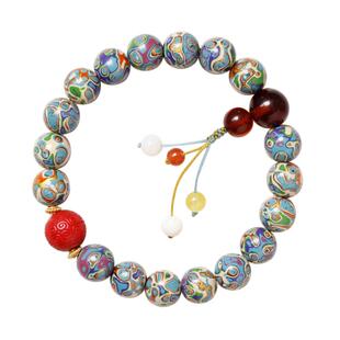 濮暹文玩大漆珠8mm女士手链手串国风非遗首饰品念珠子转运珠原创