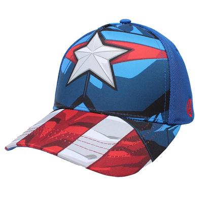 迪士尼漫威美国队长男童棒球帽儿童宝宝春秋全棉网眼遮阳鸭舌帽子