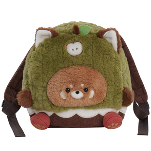 【小羊古力】可爱小熊猫双肩背包毛绒玩偶包包Lolita大脸书包礼物