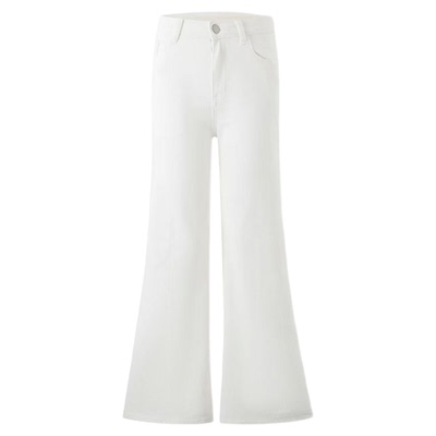 白色加绒不贴腿微喇裤2025新款冬