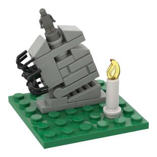 小积木颗粒多款墓碑道具MOC万圣节恐怖场景摆件模拟坟场墓地地狱