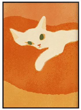 猫咪沙发背景墙挂画电表箱客厅装饰画卧室卡通壁画简约艺术油画