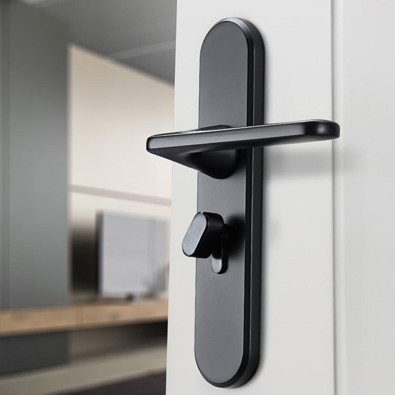 海佩施静音门锁木门卧室卫生间灰黑色简约家用通用型房门单舌锁具