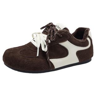 人本棕色德训鞋女2025冬季新款内增高爆款加绒加厚学生保暖二棉鞋