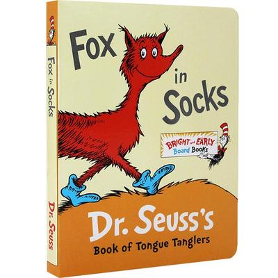 英文原版绘本Fox in Socks Dr Seuss's Book 穿袜子的狐狸廖彩杏书单推荐 苏斯博士低幼适龄版儿童早教启蒙英语读物图画故事纸板书