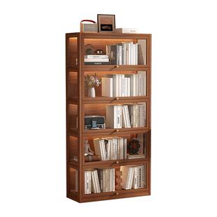 实木酒柜靠墙客厅置物透明展示柜中古风2026年新款家用酒架储物柜