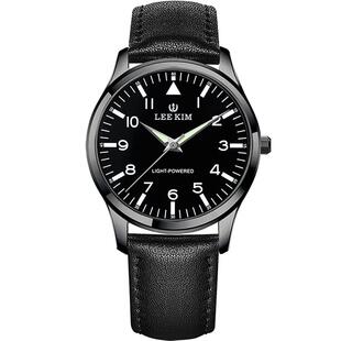 利剑光能手表男士防水夜光男时尚潮流学生真皮户外运动太阳能男表