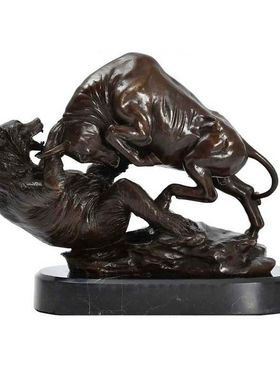 牛熊争霸股海家居客厅书房铜雕塑