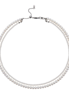 Annaya天然淡水双层珍珠项链