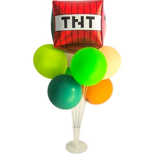 我的世界主题气球套装男孩生日布置场景装饰充气武器玩具剑斧头镐