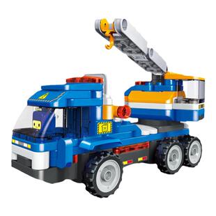 百变布鲁可超变直升机挖掘机警车大颗粒玩具男女儿童益智拼插积木