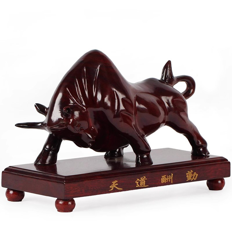 t木雕牛红木工艺品32华尔街牛