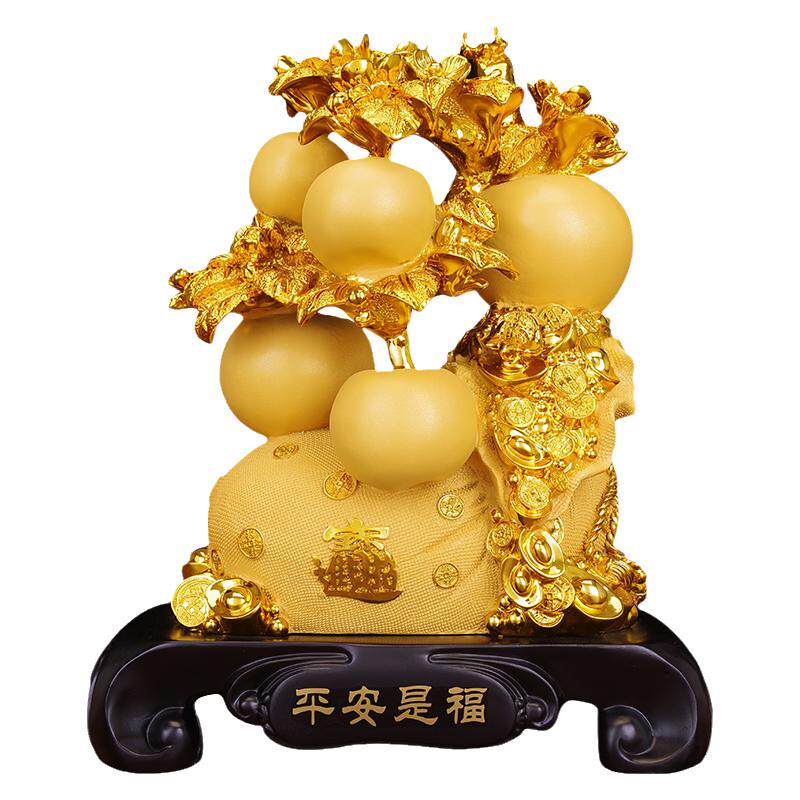 苹果摆件平安是福金钱袋装饰
