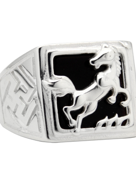 立体925纯银形状蒙古族男士戒指