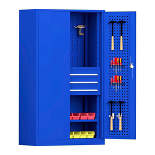 钢制工具柜加厚五金工业级车间工厂收纳带挂板对开移动储物收纳柜