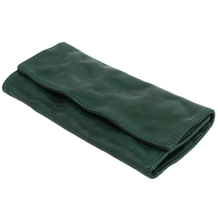 真皮植鞣头层牛皮女式长款钱包手抓水洗皱褶男零钱包拉链卡包长夹