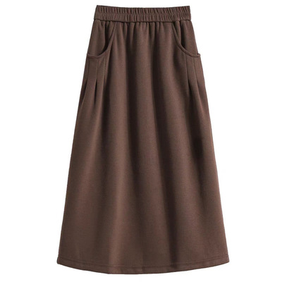 【清仓特惠】加绒加厚冬季半身裙女百搭休闲宽松a字裙长裙中腰女