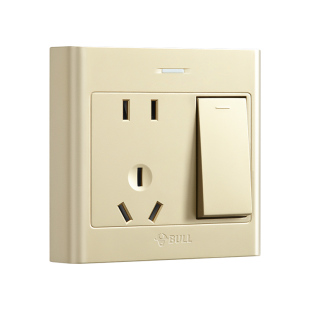 公牛一开单控五孔插座带开关按钮控制墙壁5孔86型电源座明装面板