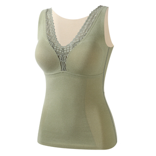 保暖背心免穿文胸上衣加绒加厚秋冬无痕修身收腹打底内衣女带胸垫