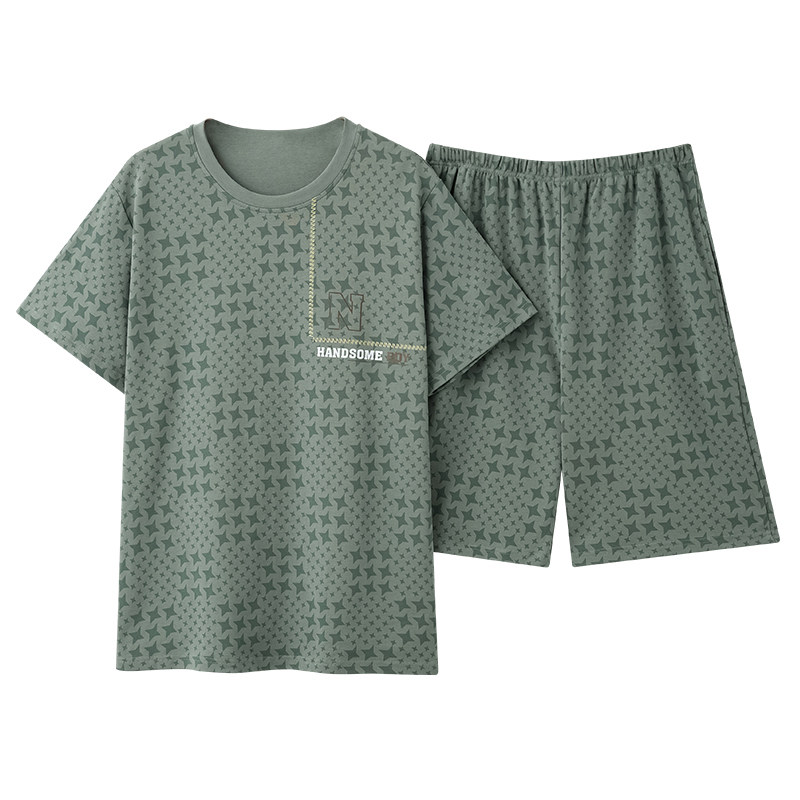 男士夏季短袖家居服加肥加大码款