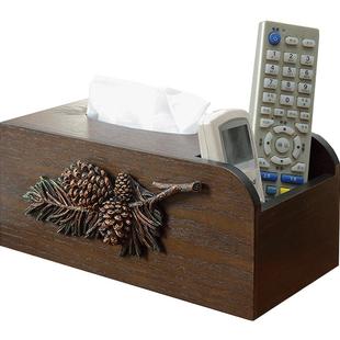 欧式简约创意客厅家用木质纸巾盒抽纸盒桌面遥控器收纳盒架