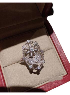 珠宝 轻奢雏菊繁花宝石戒指 镀18K金 蕾丝花环镂空万花筒花朵戒指