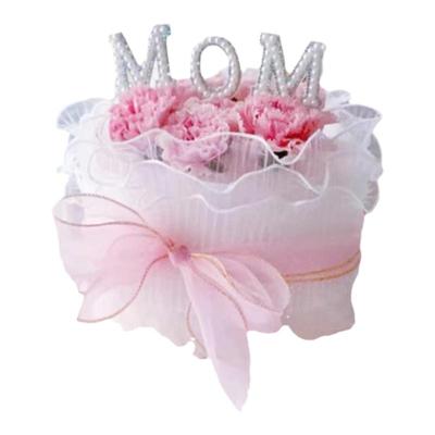 母亲蛋糕装饰康乃馨鲜花网纱围边