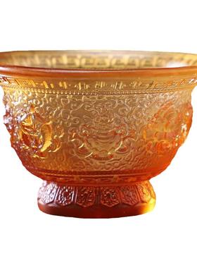 八吉祥古法琉璃佛堂供碗水杯