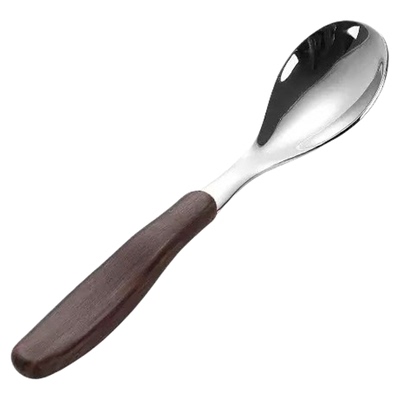 18/10不锈钢儿童仿木纹手柄餐勺