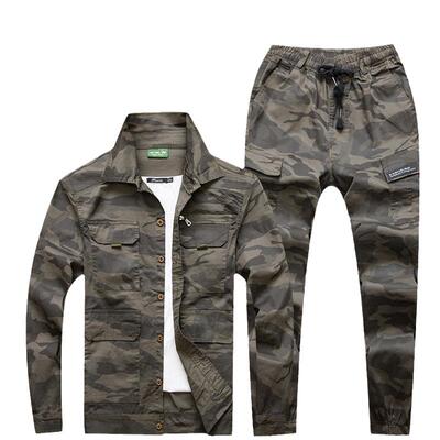工作服套装男夏季薄款迷彩宽松