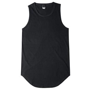 潮牌高街欧美纯棉大白色方圆弧下摆立体加长男女情侣打底衫