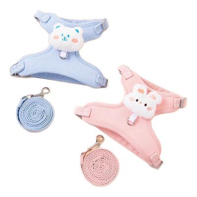 柔软透气胸背式猫咪牵引绳工字型