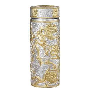 银杯子999内外纯银雪花银杯景区同款食用熟银水杯足银鎏金九龙杯