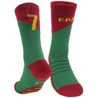 球星号码印花足球袜毛巾底防滑