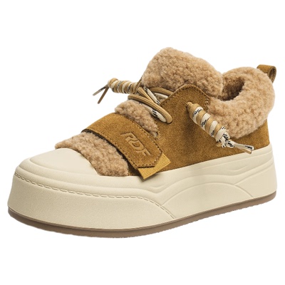 红蜻蜓休闲板鞋女款冬季女鞋加绒棉鞋保暖雪地靴厚底增高毛毛鞋女