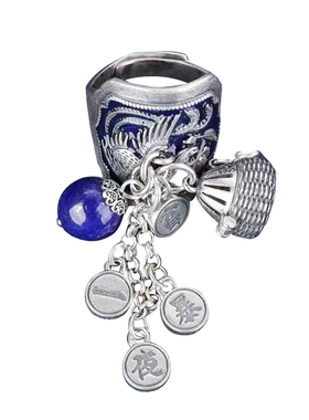 天然青金石戒指重工纯银原创设计