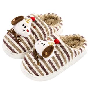 巴拉巴拉儿童棉拖鞋男女童宝宝2025室内鞋子秋冬棉鞋条纹卡通动物