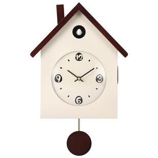 布谷鸟挂钟客厅北欧创意房屋实木摆钟表儿童小鸟报时咕咕挂墙时钟