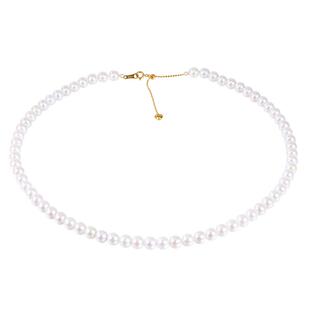 海蒂珠宝 露希 5-6mm塔尖极光淡水珍珠项链18K金 带欧若拉大证◇