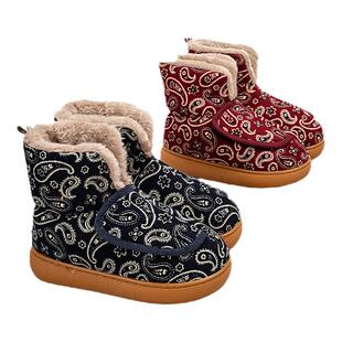 大开口脚肿宽松加绒老人棉鞋女家居防滑厚底外穿棉拖鞋男包跟冬