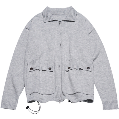 STILLYOU翻领大口袋针织毛衣开衫